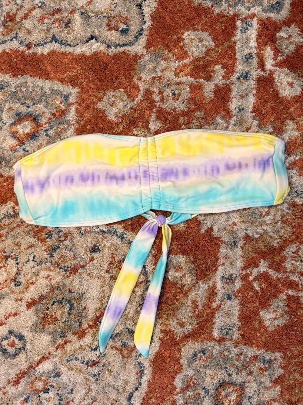 Tie-Back Bandeau Bikini Top in Pastel Tie-Dye